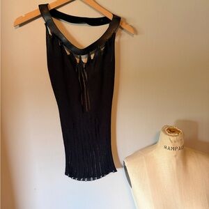 Tufi Duek Leather collar evening Top